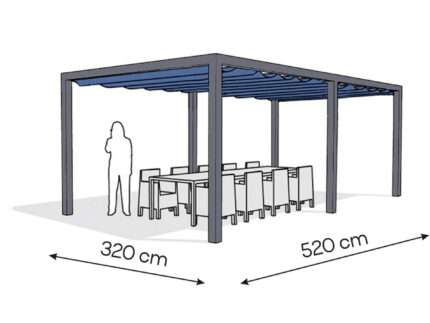 Pergola aluminiowa PW 320 x 520 cm - Antracyt