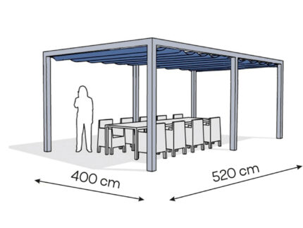 Pergola aluminiowa PW 400 x 520 cm - Srebrny